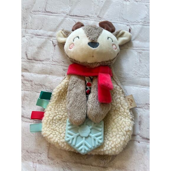 Itzy Ritzy Lovey Reindeer Textured Teether Soother Sherpa Crinkle Security Baby - Picture 1 of 3